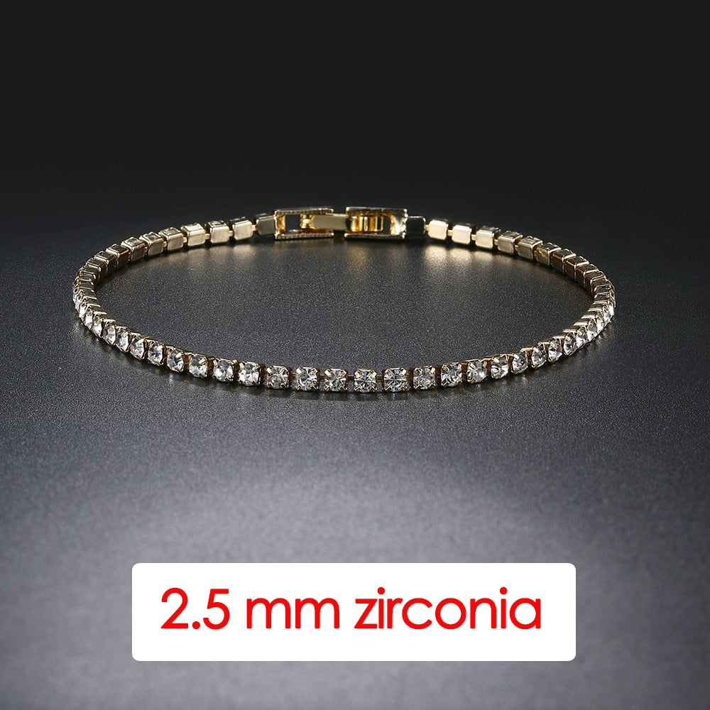 Women&#39;s Tennis Bracelet Hip Hop Trendy AAA+ Cubic Zirconia Silver Color Teen Girl Crystal Chain on The Hand Wedding Jewelry H086