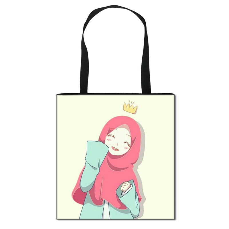 Hijab Face Muslim Shoulder Bag Women Casual Totes Large Capacity Ladies Shopping Bags Islamic Gril Handbag Travel Bags