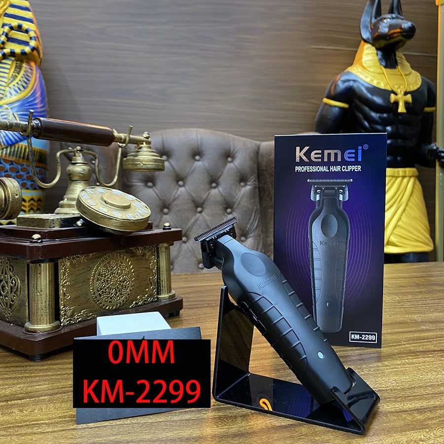 Kemei 2299 Barber Cordless Hair Trimmer 0mm Zero Gapped Carving Clipper Detailer Professional Electric Finish Cutting Machine