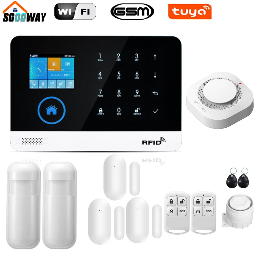 Tuya APP Wifi GSM GPRS Wireless Home Burglar Security Alarm System Integrated Via WIFI IP Camera With Flashing Siren