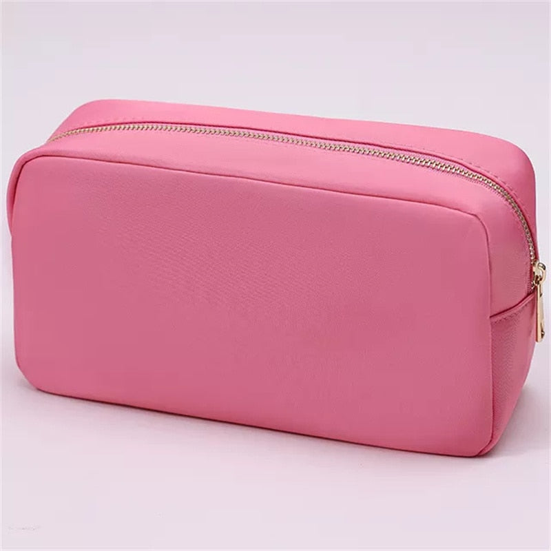 S/M/L 3 size Solid color Toiletry Pouch Nylon Travel Storage Bag Diy Embroidery Patch Personalize Makeup Bag