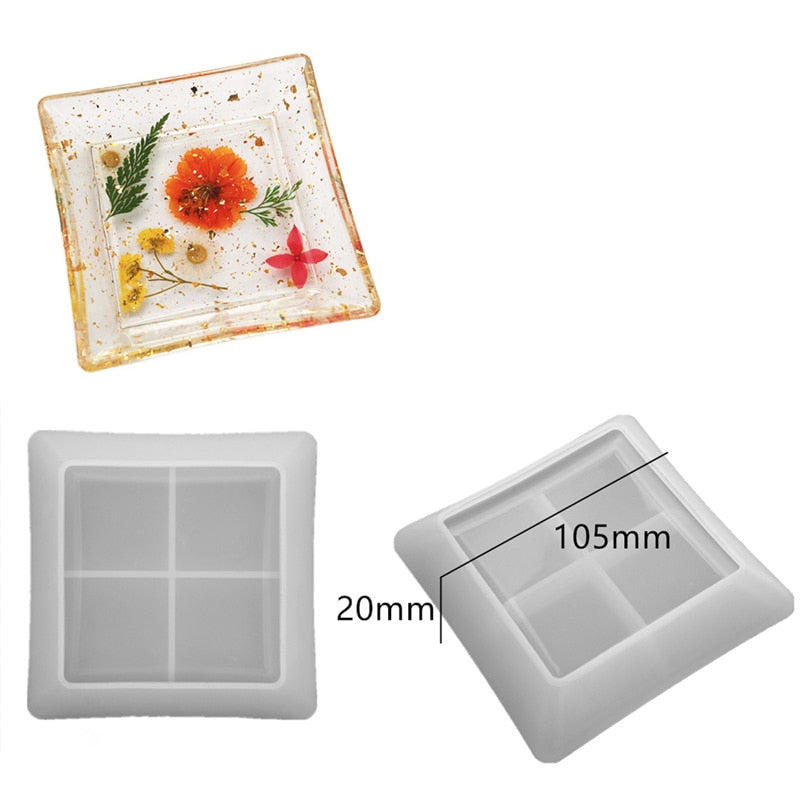 Silicone Mold Ashtray Resin Mold Heart Square Mold For DIY Resin UV Crystal Epoxy Crafts Crystal Ashtray Home Decoration