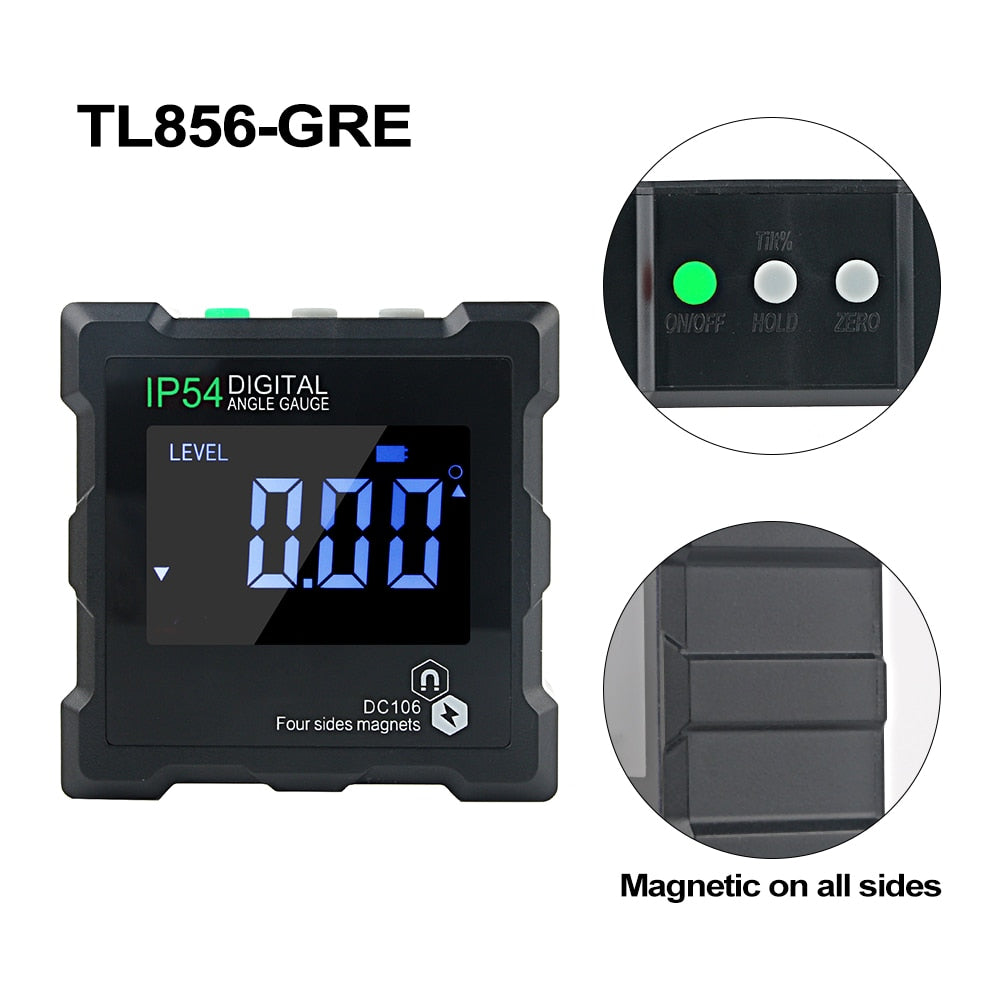 RZ Digital Level Angle Gauge 360° Mini Measuring Digital Inclinometer With Magnetic Base Electronic Universal Bevel Protractor