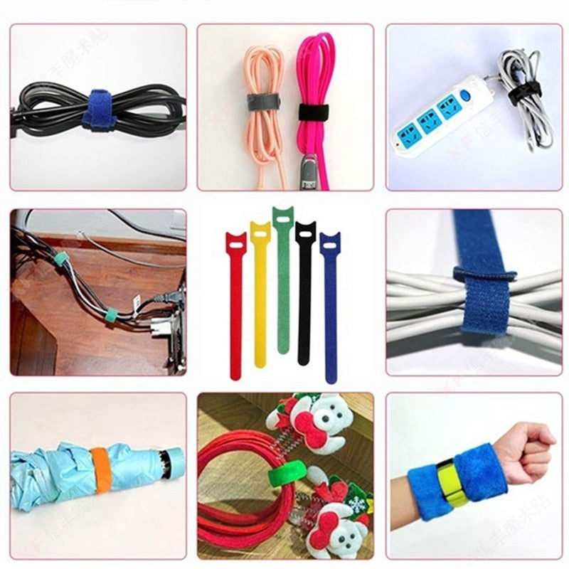 30pcs/50pcs Detachable Cable Ties Color Reusable Nylon Ties T-Type Cable Organizer