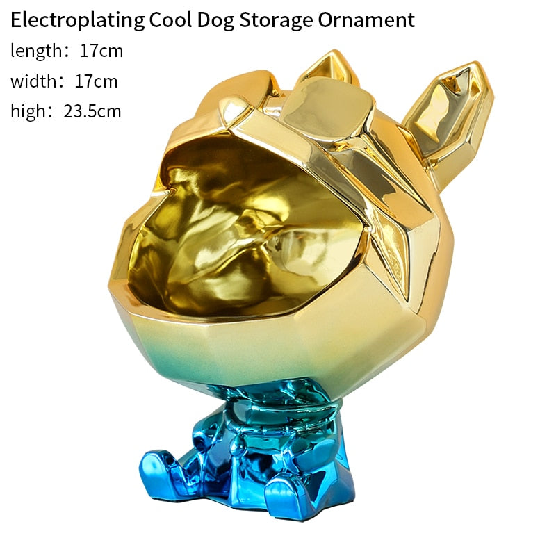 Cool Dog Figurine Big Mouth Dog  Storage Box Home Decoration Ornamental Resin Art Sculpture Figurines Home Decor Gift Decorative