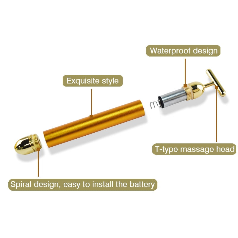 Technology From Japan 24K Beauty Bar Golden Energy Face Massager Tool Beauty Health Vibration Skin Care Face Lift Devices