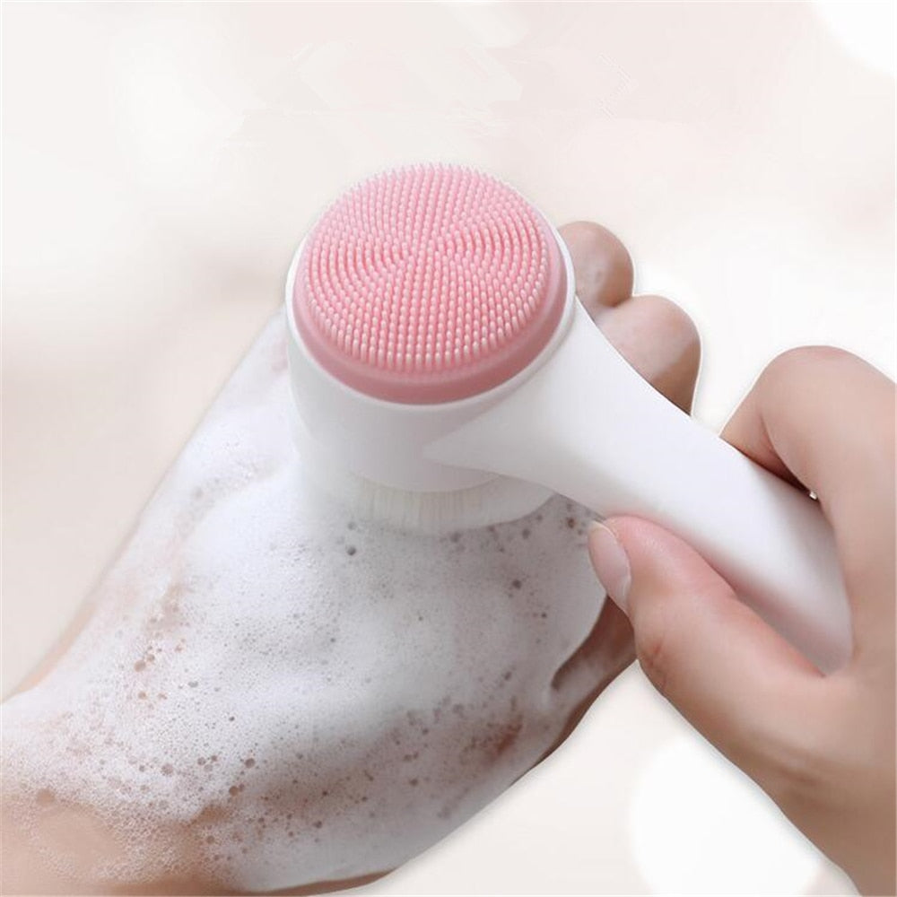 Double-sided Facial Cleansing Brush Silicone Face Skin Care Tool Facial Massage Cleanser Brush Makeup Remover Brush Beauty Tools