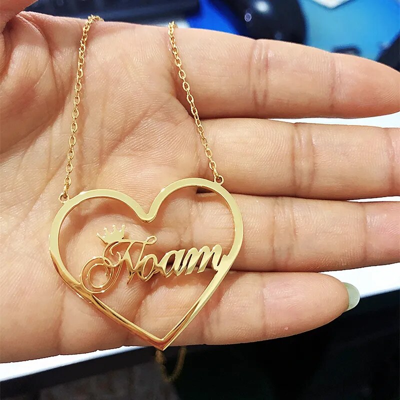 Free Box Romantic Heart Name Necklace For Women Girl Jewelry Custom Nickname Pendant Necklace Personalized Wedding Gifts