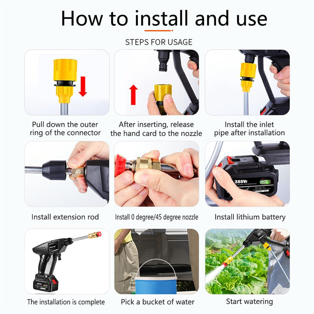 Cordless High Pressure Cleaner Washer Car Wash Pressure Water Cleaning Machine Portable Water Gun Washing Sprayer Cleaner