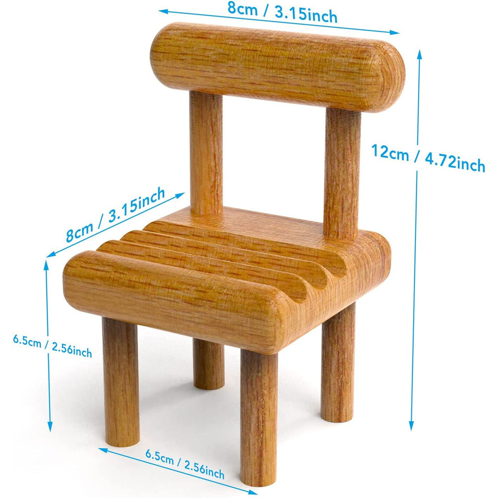 Cute Mini Chair Phone Holder, Card Display Wooden Stand for Desk, Multi-Angle Universal Mobile Phone Stand for iPhone Samsung