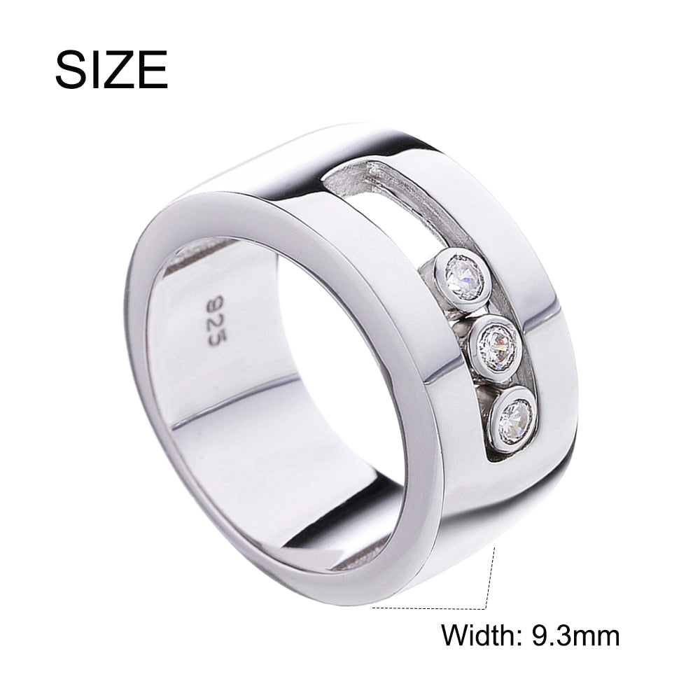 Authentic 925 Sterling Silver Move Stone Wedding Rings For Women And Men Engagement Sterling Silver Luxury Jewelry