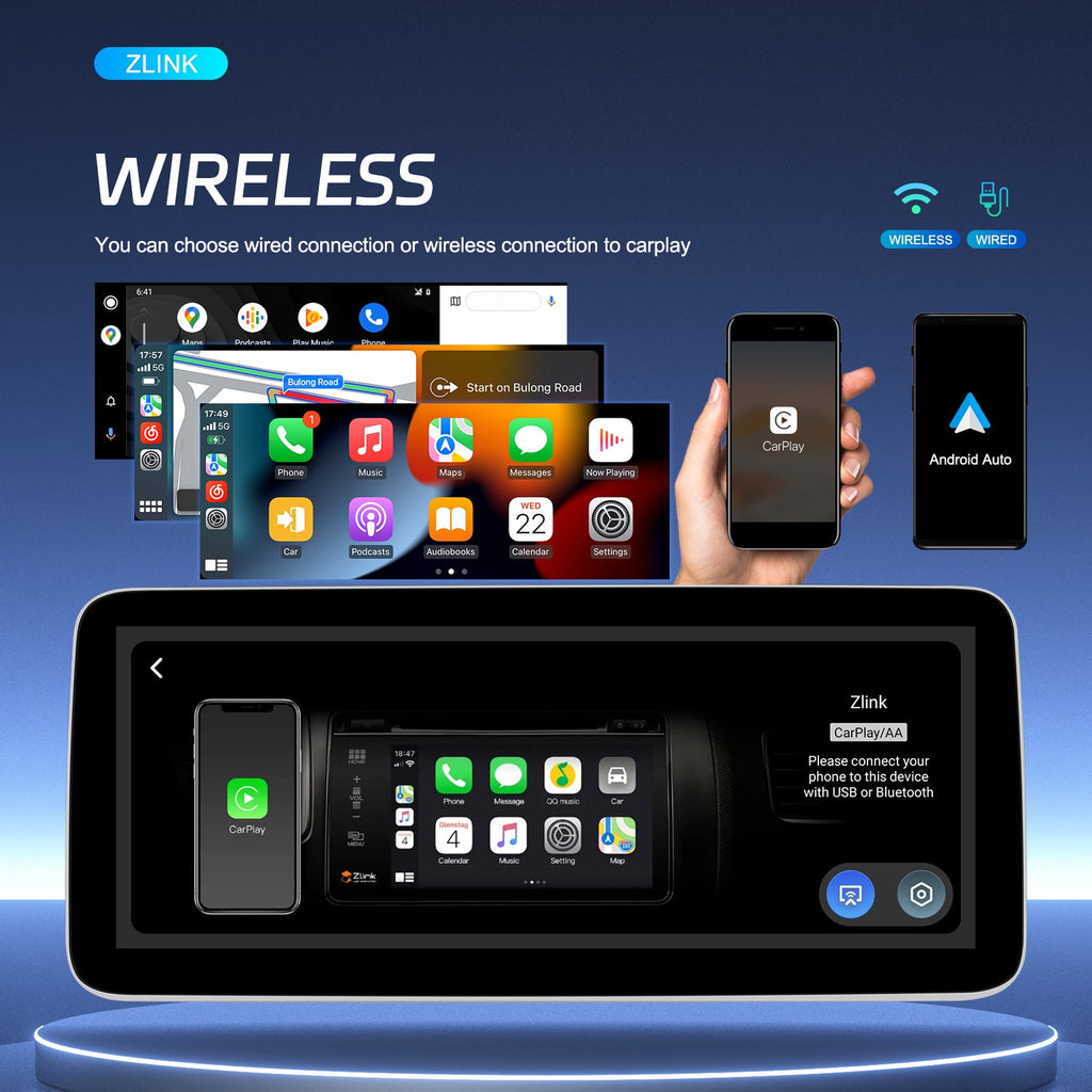 Podofo 12.3inch 8Core Android 12 2+32G Car Radio Stereo Android all-in-one Wireless Carplay Android Auto 4G WIFI GPS Navigation