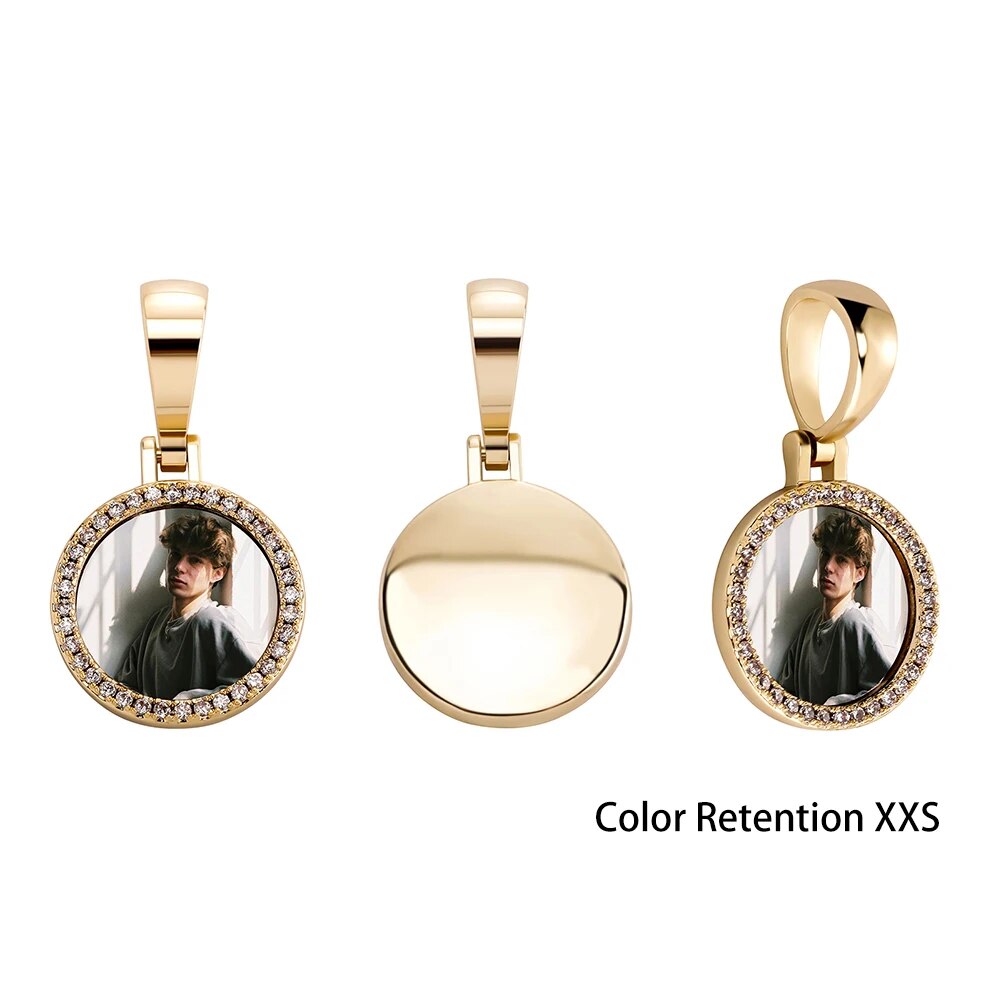 Custom Photo Memory Medallions Solid Pendant Necklace With Tennis Chain Hip Hop Jewelry Personalized Cubic Zircon Chains Gift