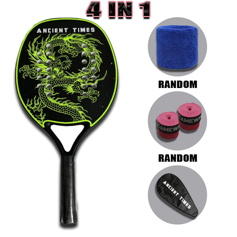 Camewin Adult Professional Full Carbon Beach Tennis Racket 4 IN 1 Soft EVA Face Raqueta With Bag Unisex Equipment Padel Rackets