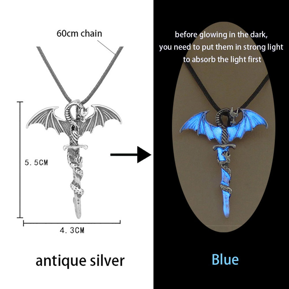 Luminous Glowing Arrow Pendant Necklace Knight Spear Necklace Glow In The Dark Pike Necklace for Women Men Halloween Gift