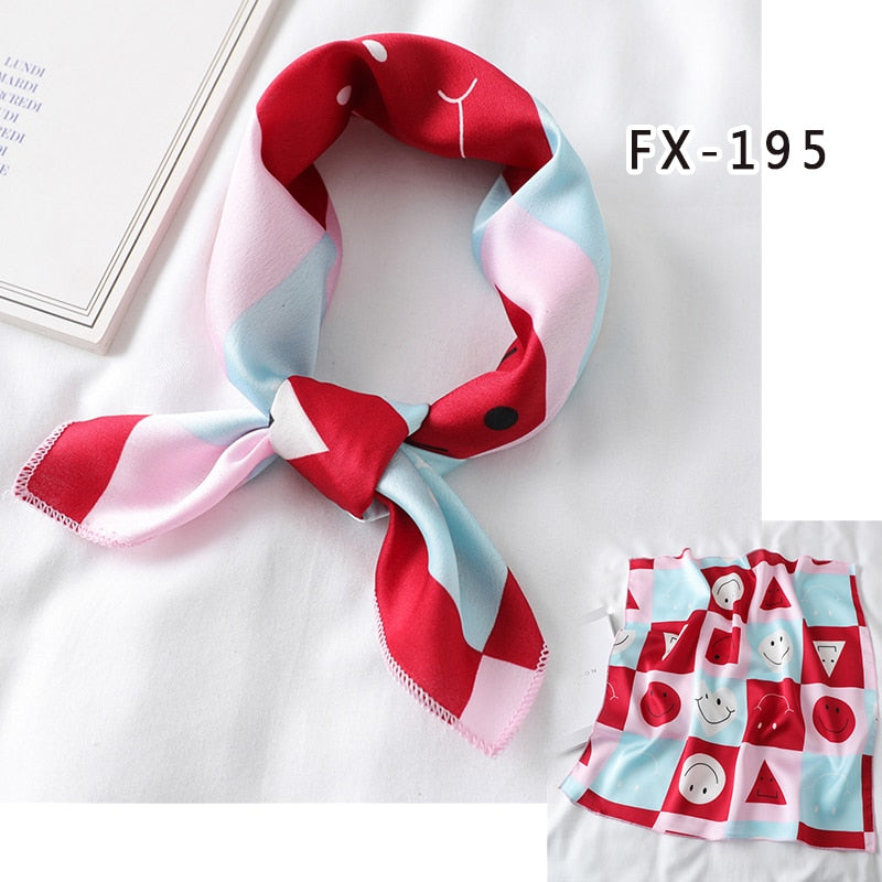 Lady Hair Scarf for Women Fashion Print Small Satin Silk Square Scarves Design Hairbands Bandana Foulard Accessories Summer 2022