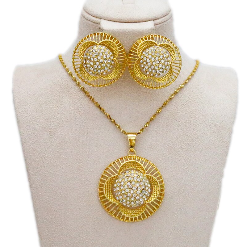 Dubai Ladies Jewelry Set, African Nigerian Girl Bridal Wedding Gifts, Ethiopian Jewelry Set Earrings and Necklaces