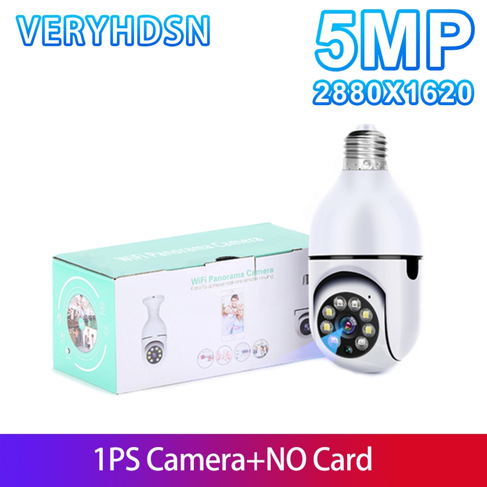 5G Wifi 5MP E27 Bulb Surveillance Camera Indoor 4X Digital Zoom AI Human Detect Full Color Night Vision Wireless Cam Smart Home