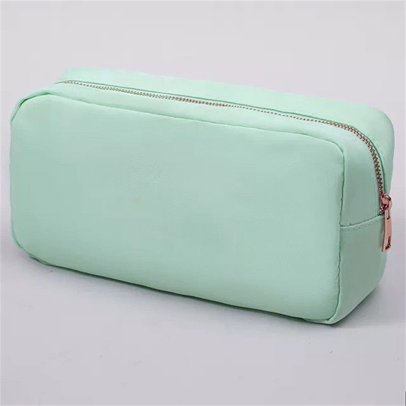 S/M/L 3 size Solid color Toiletry Pouch Nylon Travel Storage Bag Diy Embroidery Patch Personalize Makeup Bag