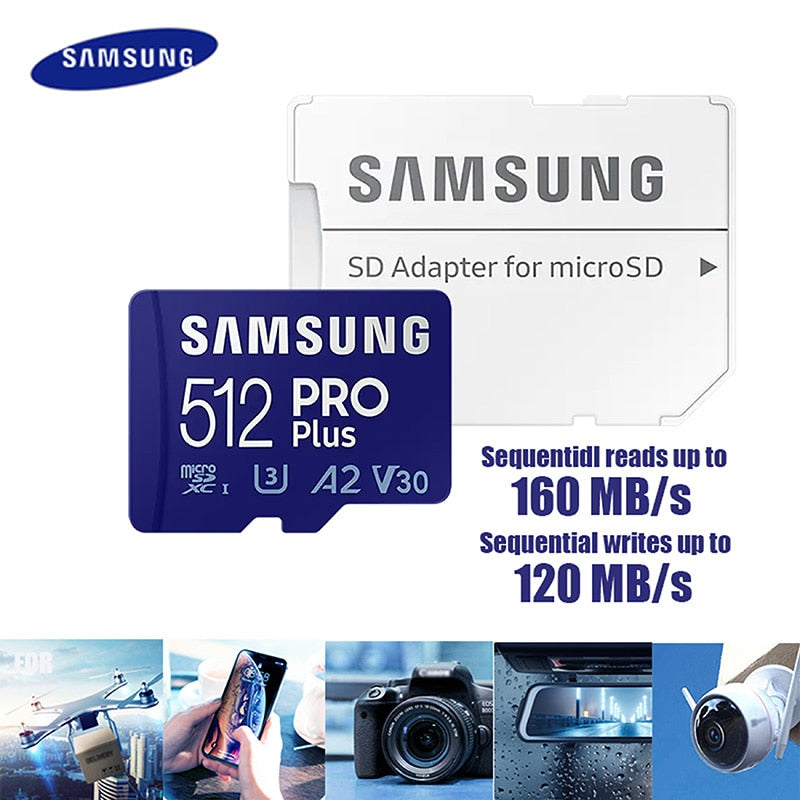 SAMSUNG Original Micro SD 32GB 64GB Memori Memory Card C10 TF MicroSD Cards SDXC 128GB 256GB 512GB U3 4K For Phone Drone Camera