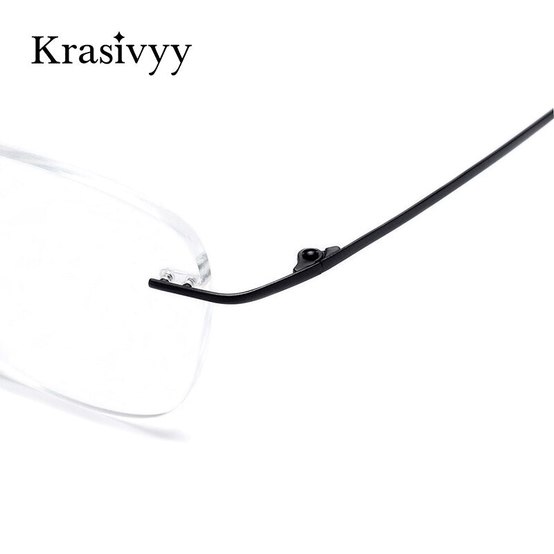 Krasivyy Titanium Glasses Frame Men 2023 New European Design Square Rimless Prescription Eyeglasses Eyewear Frame for Women