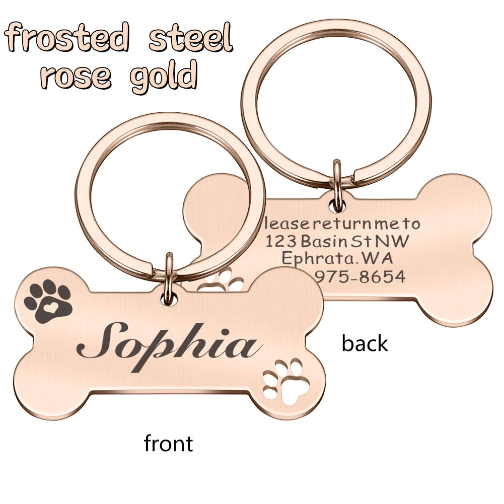 Personalized Pet Dog Name Tags Shiny Steel Free Engraving Kitten Puppy Anti-lost Collars Tag Collar for Dogs Cats Nameplate