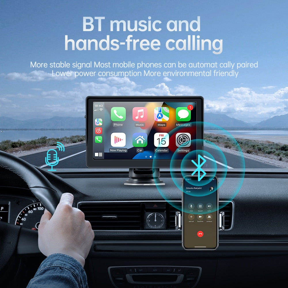 Universal 7inch Car Radio Multimedia Video Player Wireless Carplay  GPS Navigation Apple Android Auto Touch Screen