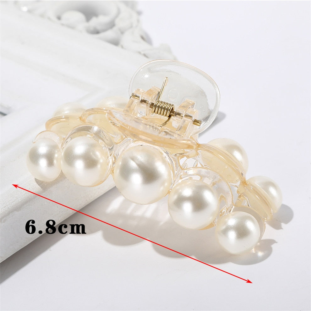 AWATYR 2021 New Hyperbole Big Pearls Acrylic Hair Claw Clips Big Size Makeup Hair Styling Barrettes for Women Hair Accessories