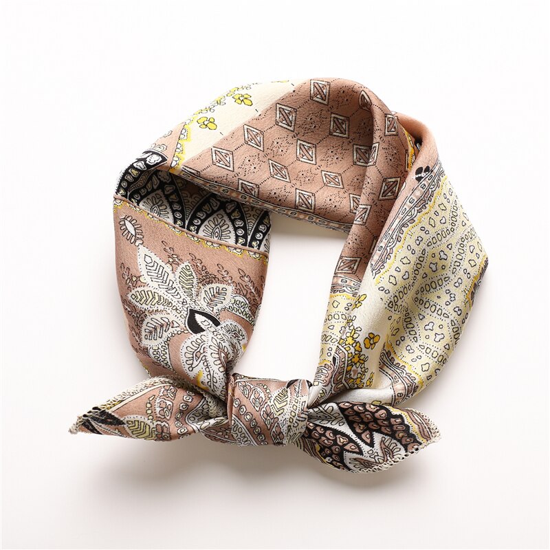 Lady Hair Scarf for Women Fashion Print Small Satin Silk Square Scarves Design Hairbands Bandana Foulard Accessories Summer 2022