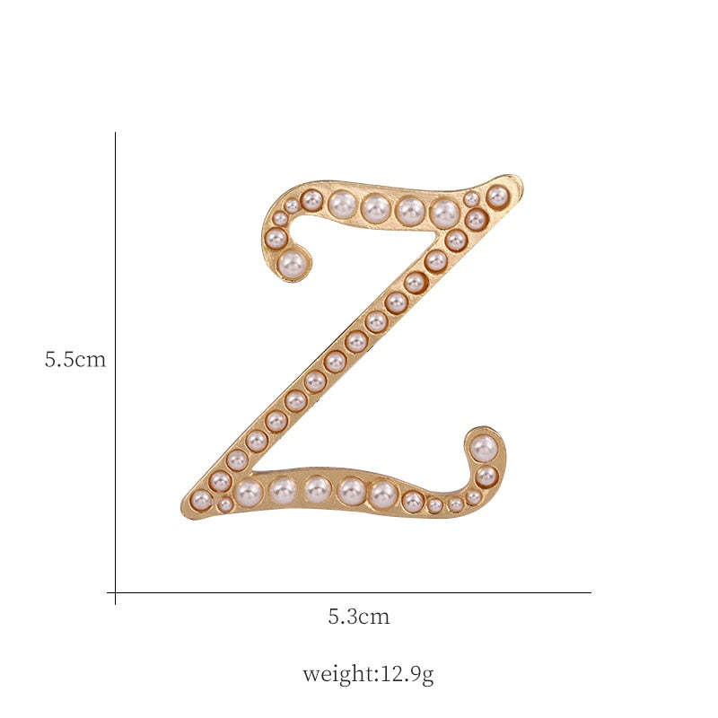 Fashion English Letters A K D Pearl Brooches  Lapel Pins Female Corsage Luxury Jewelry Gifts for Women Accessories