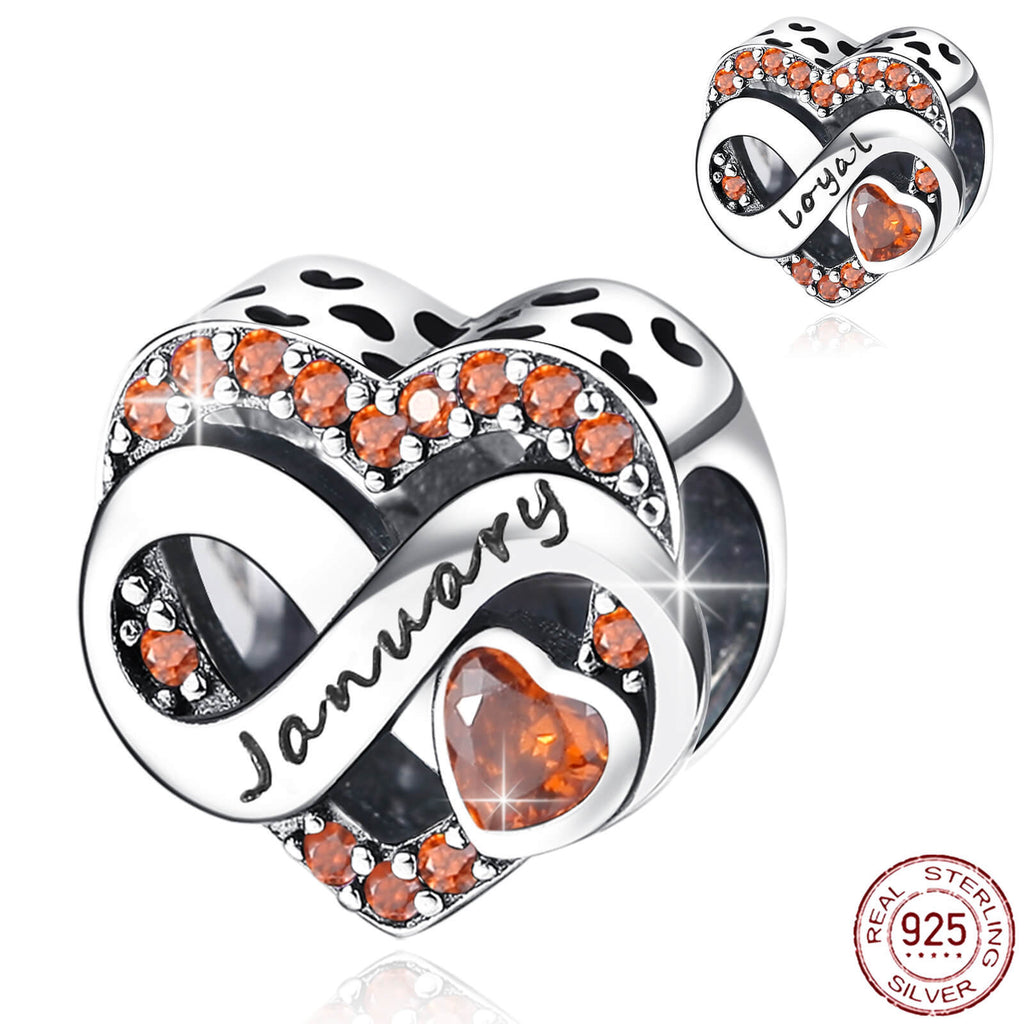 2022 New 925 Sterling Silver Birthstone Heart New design Bead Fit Original Pandora Charms Bracelet Women Jewelry DIY Gift
