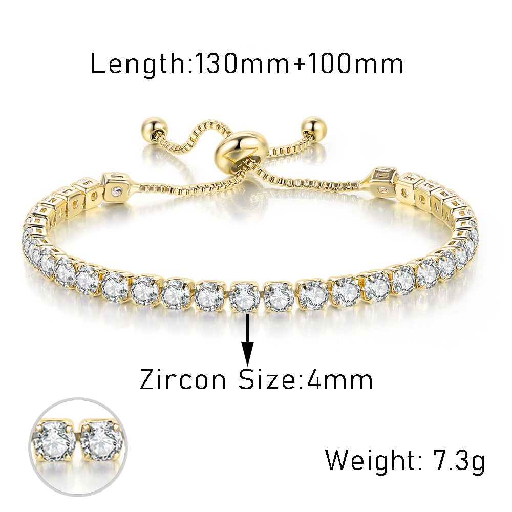 Adjustable Various Size Tennis Bracelet For Women Geometric Clear Zircon Wedding Party Jewellry Drop Shipping Items 2023 DZH007