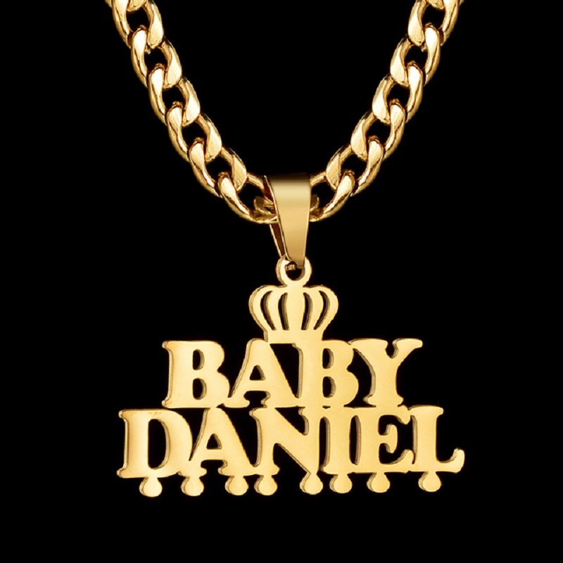 Custom Name Necklace Custom Jewelry Stainless Steel Personalized Crown Pendant For Women подвеска Men Collars Thick Chain Gifts