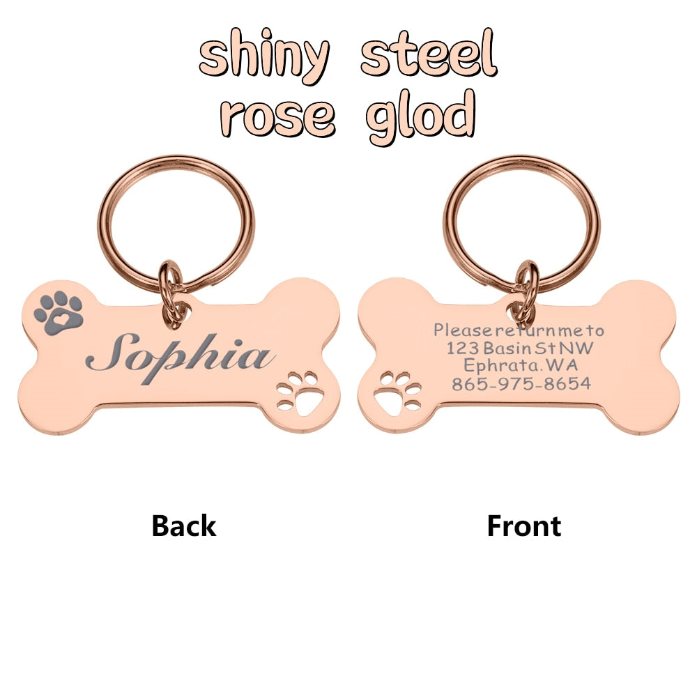 Personalized Pet Dog Name Tags Shiny Steel Free Engraving Kitten Puppy Anti-lost Collars Tag Collar for Dogs Cats Nameplate