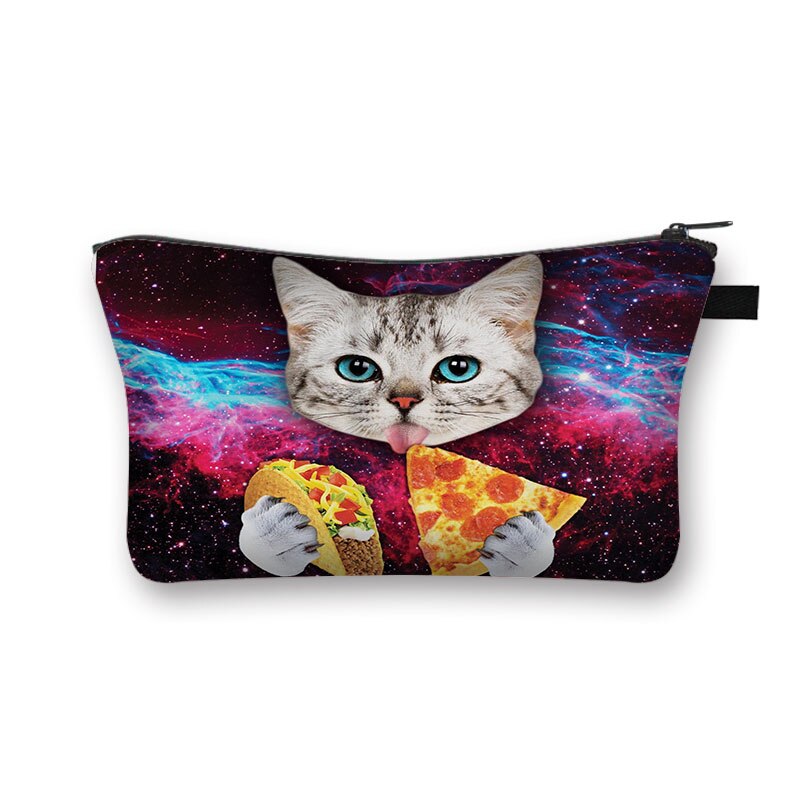 Cute Cat Print Cosmetic Case Women Makeup Bags Cartoon Kitten Cosmetic Bags Ladies Travel Storage Bag Girls Make Up Organizers