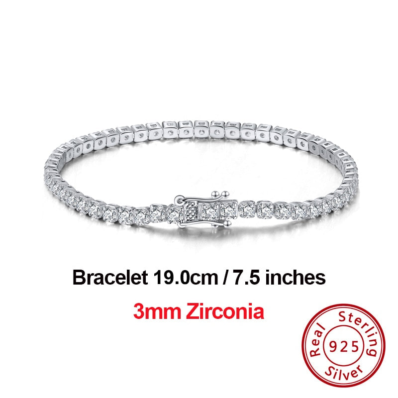 Rinntin SB94 Tennis Bracelet - 100% Real 925 Sterling Silver with AAAA Austrian Cubic Zirconia - Fine Jewelry for Women