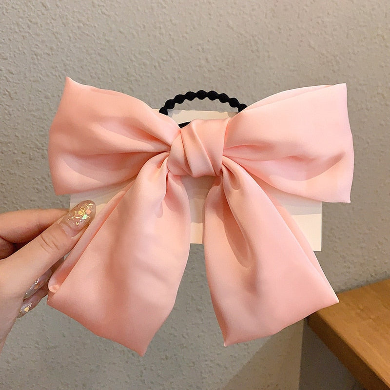 Fashion Korean BowKnot Hair Ties Scrunchies Women Girls Elastic Hair Bands Long Headwear Ribbon Bow Ponytail Hair Accessories