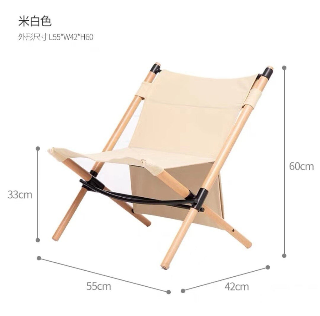 Outdoor Camping Portable Backrest Solid Wood Kermit Folding Stick Stick Chair Beach Balcony Cotton Hemp Lounge Chair