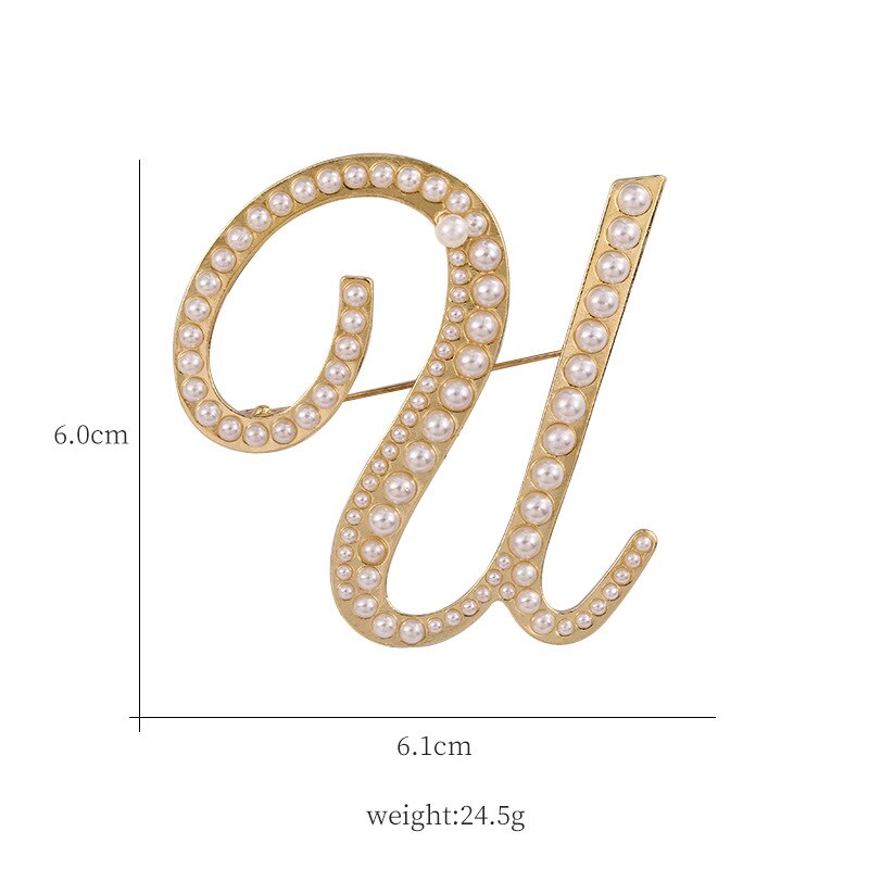 Fashion English Letters A K D Pearl Brooches  Lapel Pins Female Corsage Luxury Jewelry Gifts for Women Accessories