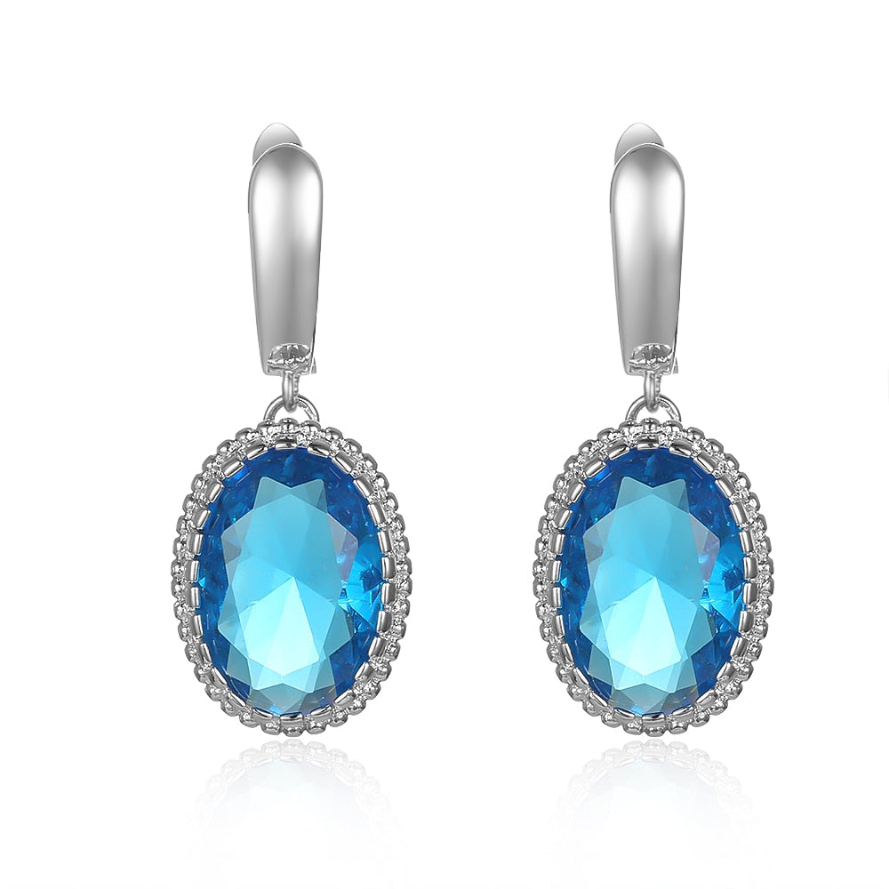 Women's Earrings Chamomile Dorea Fashion Geometry Studs Zirconia Earrings Cute Blue Stone Minimalism Piercing Earrings for Wife