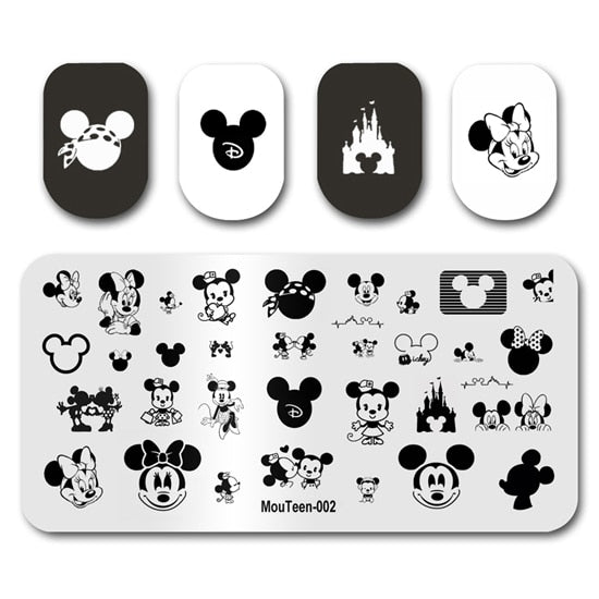 Nail Stamping MouTeen148 Cartoon Big Size Head Disney Nail Plates Stamp King Manicure Set For Nail Art Stamping