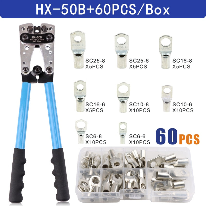 Crimping Pliers 6-50mm²/AWG 10-0 Tube Terminal Crimper Hex Crimp Tool Multitool Battery Cable Lug Cable Hand Tools HX-50B