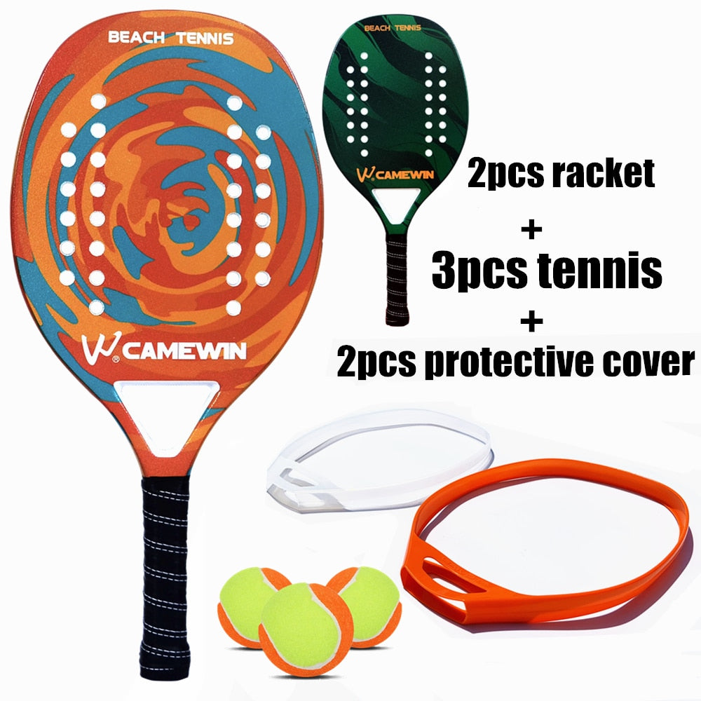 CAMEWIN Professional Beach Tennis Racket Carbon Fiber Beach Racket Protector Can Be Matched With