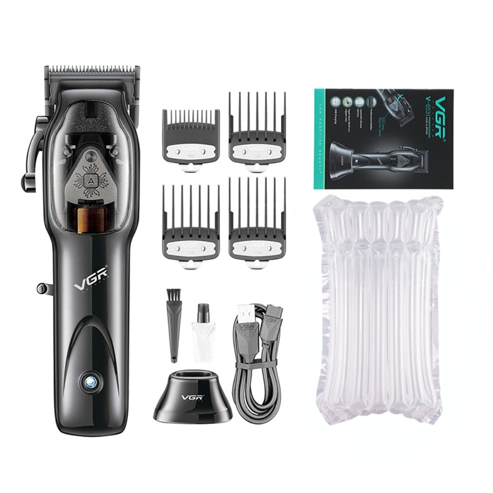 VGR Hair Clipper Professional Hair Trimmer Cordless Haircut Machine Adjustable Hair Cutting Machine Barber Clipper for Men V-653