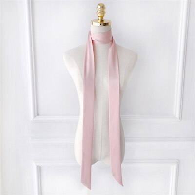 Luxury Women Narrow Long Scarf 200x5cm Solid Color Chiffon Silk Rubber Red Tie Black Bag Ribbon Headbands Choker Streamer Scarf