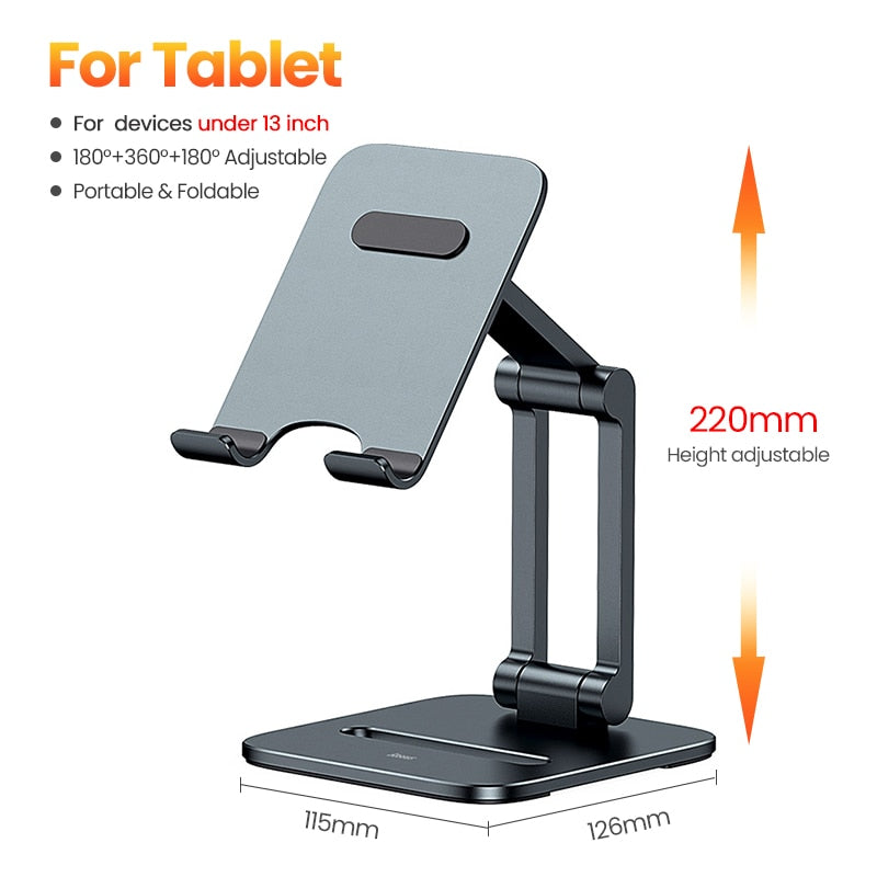 Baseus Phone Holder Desk Mobile Phone Stand Foldable Metal Tablet Holder Support For iPhone 14 13 iPad Pro Air Universal Holder