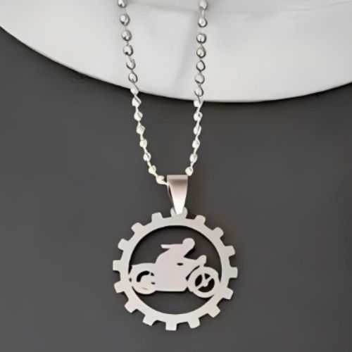 Silver-MotoBile-Bicycle-sports-Athletics-Men-Women-Kids- Customized-Pendant-Circle-Shape-Necklace