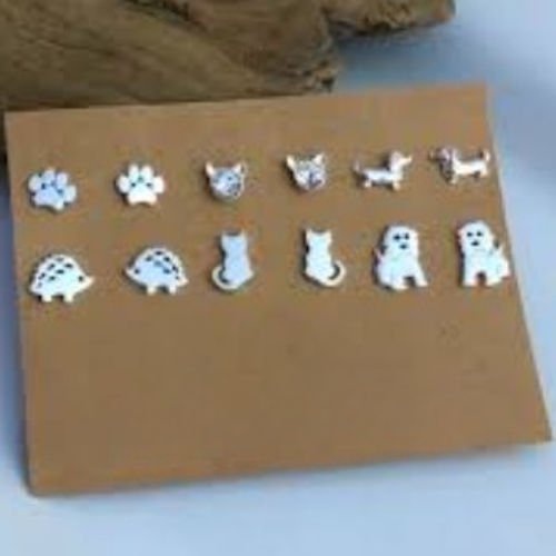 Silver Animals shape design stud Earrings for girls gifts birthday baby and kids special gifts