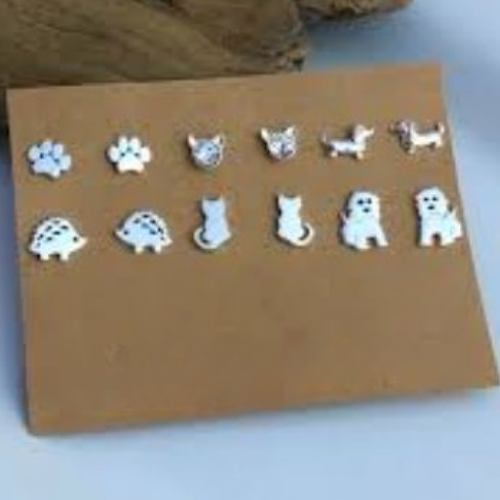Silver Animals shape design stud Earrings for girls gifts birthday baby and kids special gifts
