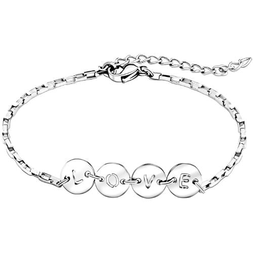 Silver Anklet Bracelet Circle Shape Custom Engraved Name.